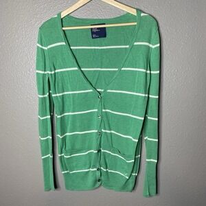 AMERICAN EAGLE OUTFITTERS  Green V-Neck Cardigan Thin Sweater  Women's Size Med
